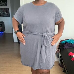 Terra & Sky Blueish Grey Midi T-Shirt Dress – Size 5X (30W/32W)